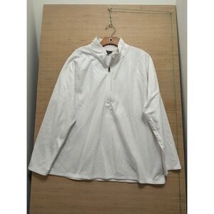 Eddie Bauer White Geometric Pattern 1/4 Zip Fleece Pullover Sweatshirt XXL